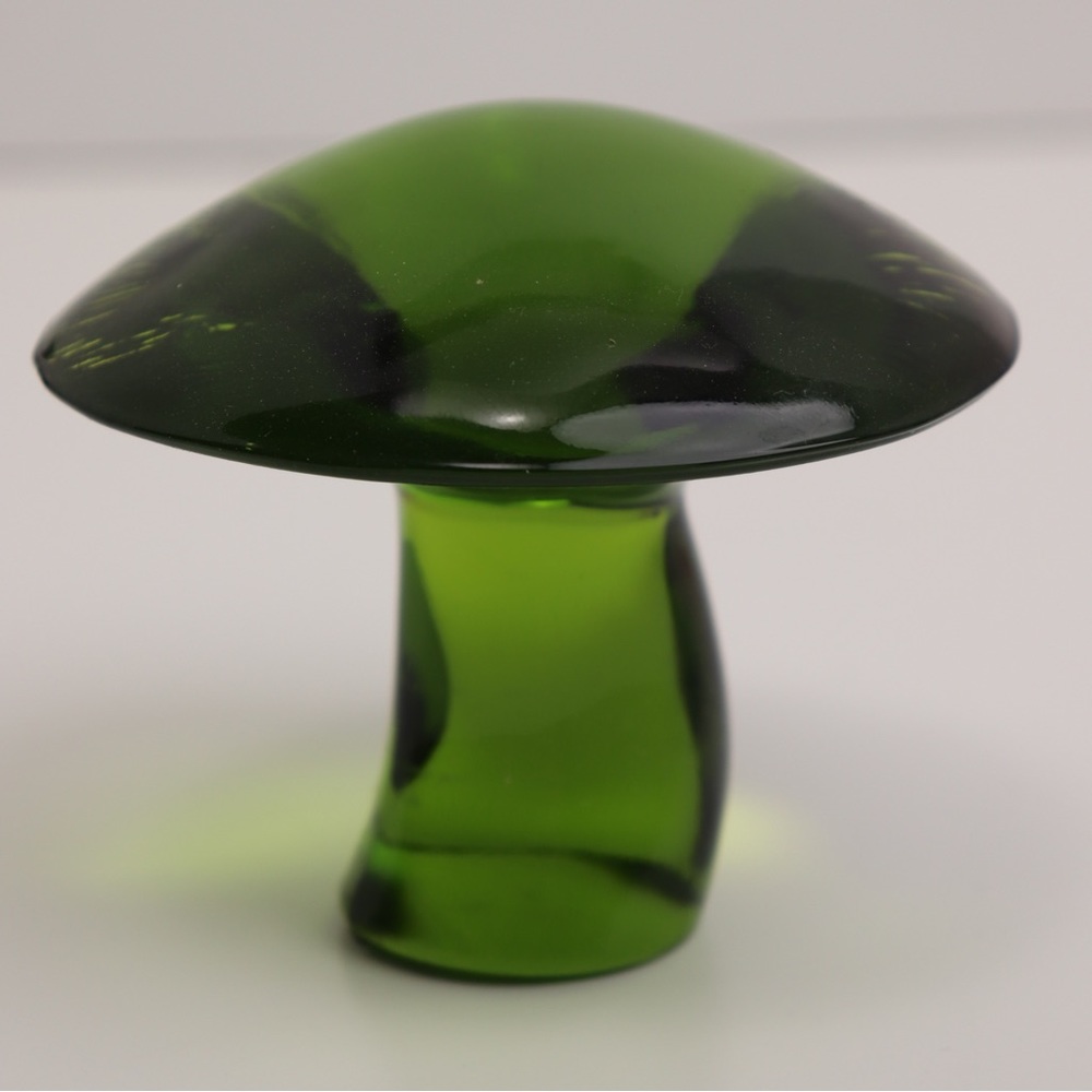 Vintage Viking Glass Mushroom Medium Size Green